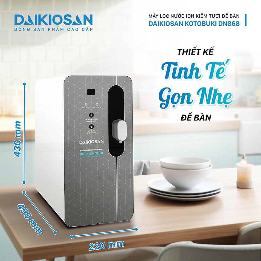 Máy lọc nước ion kiềm tươi để bàn Daikiosan DN868 (dòng Kotobuki)