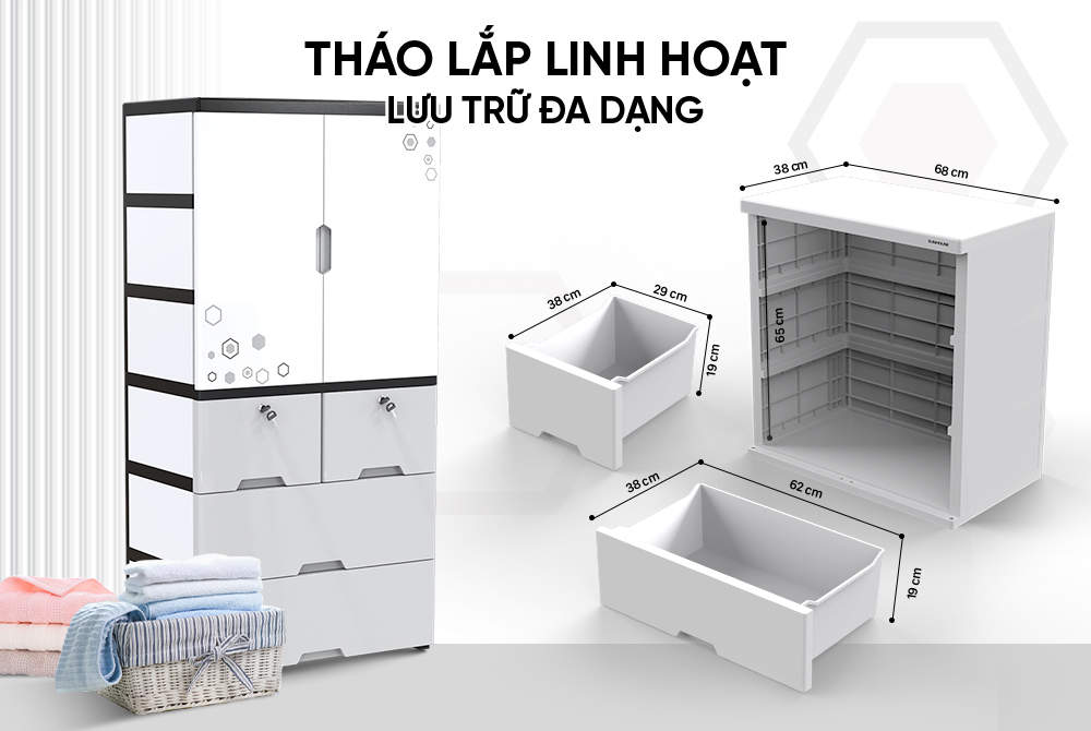 hình ảnh TỦ NHỰA 2 CÁNH 4 NGĂN SUNHOUSE KS-CA1400F4