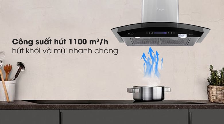 hình ảnh Máy hút mùi kính cong vẫy tay Pramie AC17-700