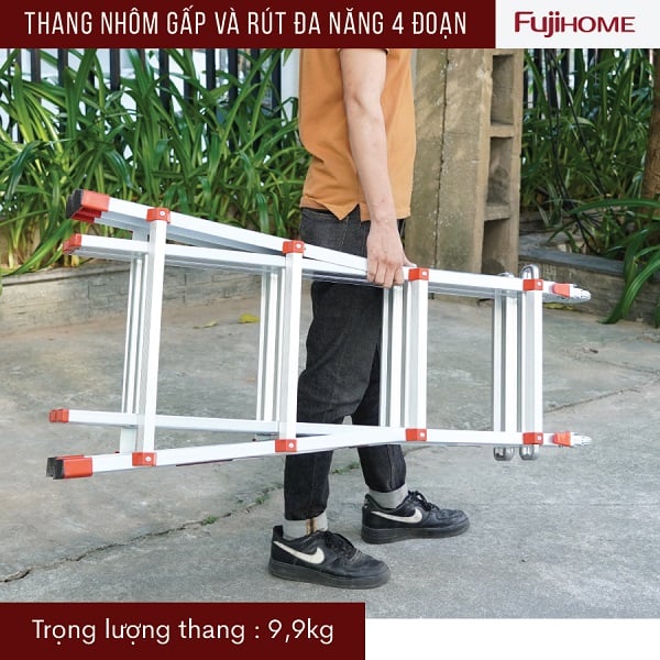 THANG NHÔM GẤP VÀ RÚT ĐA NĂNG 4 ĐOẠN FUJIHOME ML44