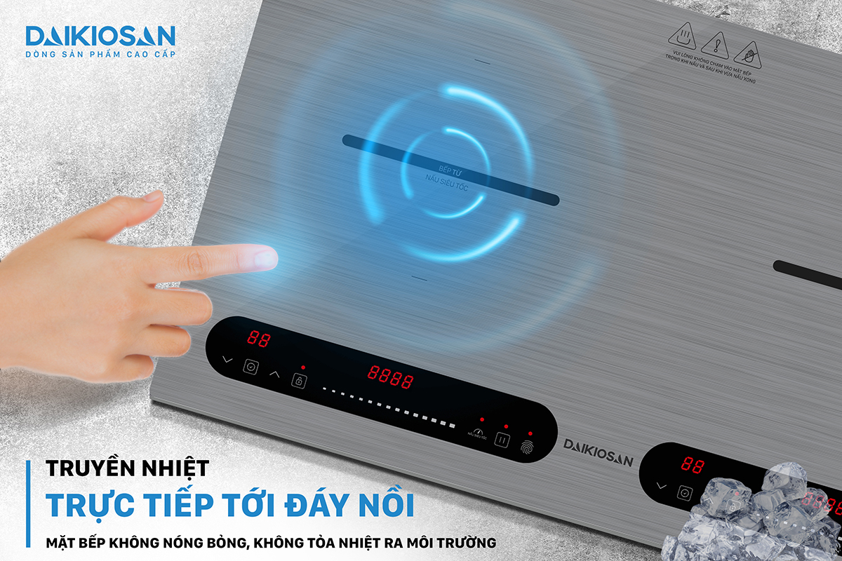 Bếp từ đôi Daikiosan DKT-200006 truyền nhiệt nhanh