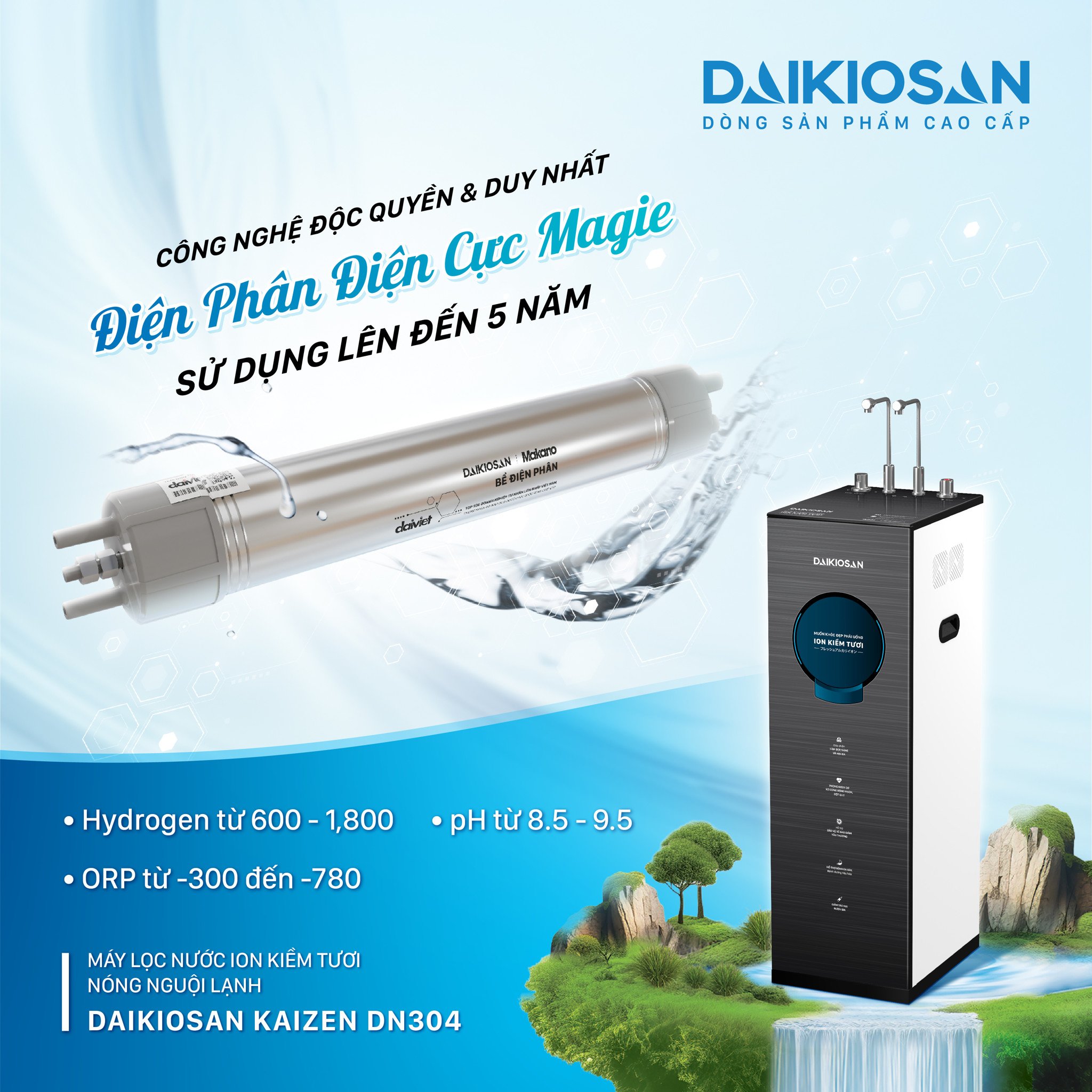 Máy lọc nước ion kiềm tươi nóng nguội lạnh Daikiosan DN304