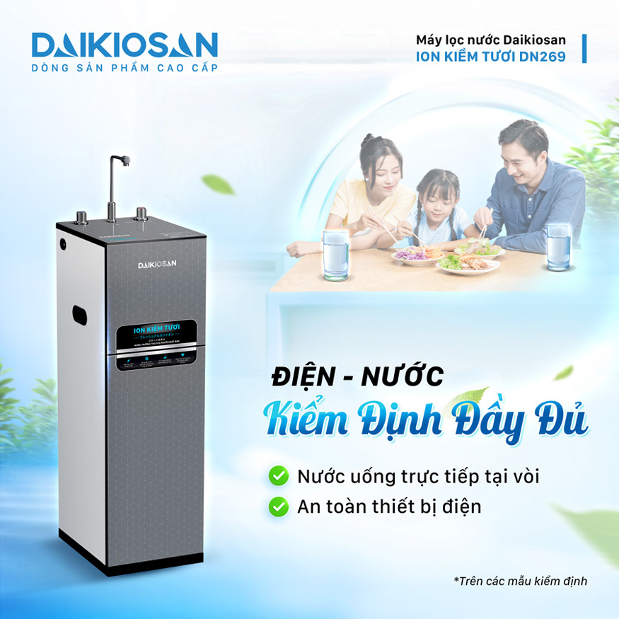 Máy lọc nước ion kiềm tươi Daikiosan nóng nguội DN269