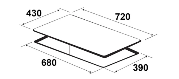 Kích thước khoét đá BẾP ĐIỆN TỪ KAFF KF-308IC