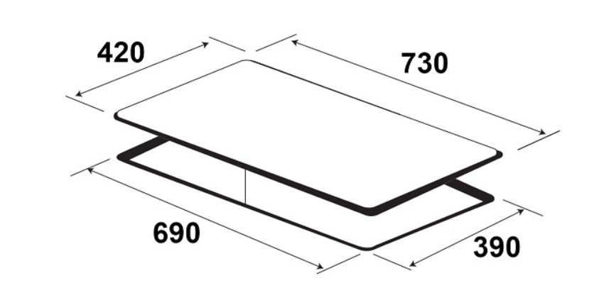 hình ảnh Kích thước khoét đá BẾP ĐIỆN TỪ KAFF KF-SD300IC