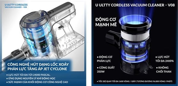 Máy hút bụi lau nhà u ultty v08 màng lọc