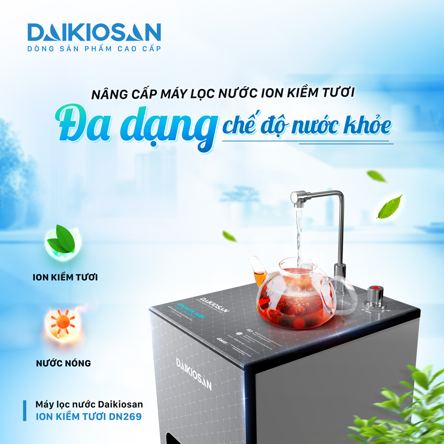 Máy lọc nước ion kiềm tươi Daikiosan nóng nguội DN269