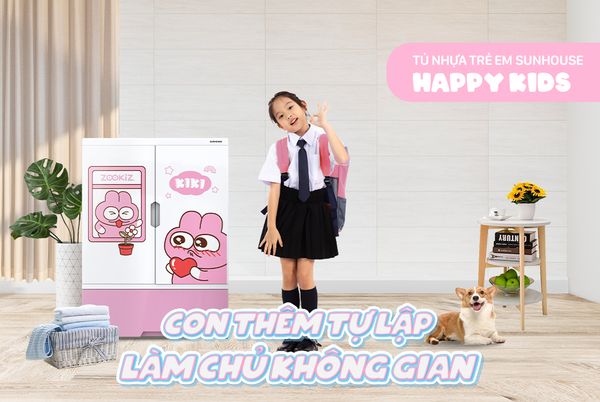 Tủ nhựa trẻ em 2 cánh Happy Kids Sunhouse KS-CA950G1