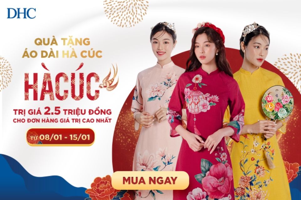 Mua sắm tại DHC Việt Nam nhận quà áo dài Hà Cúc cực sang