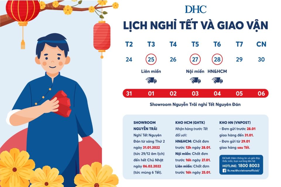 DHC Việt Nam thông báo lịch nghỉ Tết nguyên đán Nhâm Dần 2022