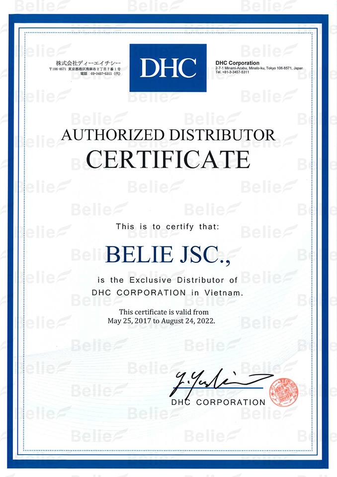 CTCP Belie trở thànhđại lý phân phối độc quyền của DHC bên trên Việt Nam