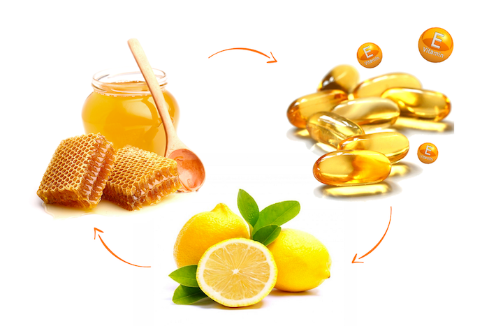 Vitamin E kết hợp cùng mật ong và chanh tươi có khả năng trị mụn và thu nhỏ lỗ chân lông