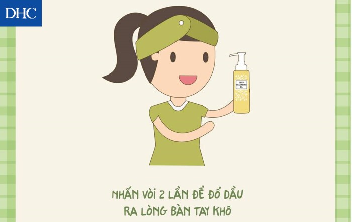 Lấy 1 lượng dầu tẩy trang vừa đủ ra lòng bàn tay khô