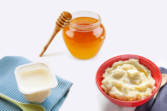 khoai tây kết hợp cùng mật ong và sữa chua không đường giúp dưỡng ẩm, se khít lỗ chân lông