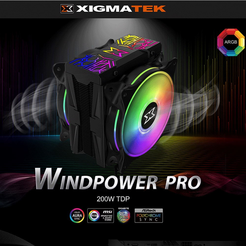 Xigmatek giới thiệu tản Windpower PRO, LED A-RGB Cao-TO-Đen-Hôi, tản nhiệt tới 200W!