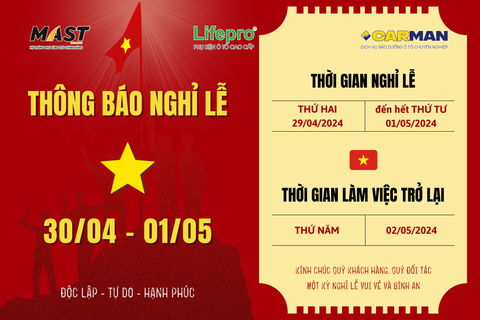 THÔNG BÁO NGHỈ LỄ 30/04 - 1/5