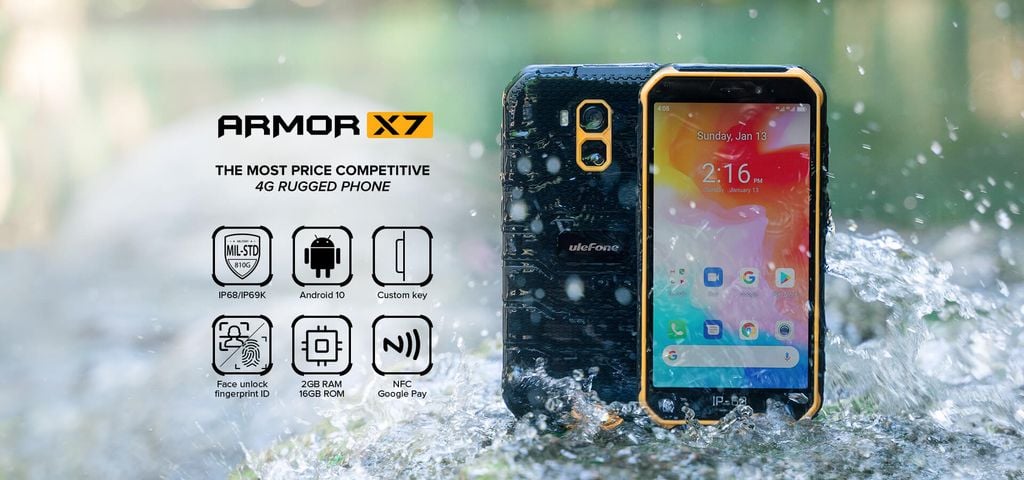 Ulefone Armor X7 siêu bền, chạy Android 10, chống nước IP69K GIÁ RẺ
