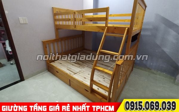 Kết cấu thự tế giường 2 tầng trên 1m2 dưới 1m6 kiên cố giá rẻ tại TPHCM