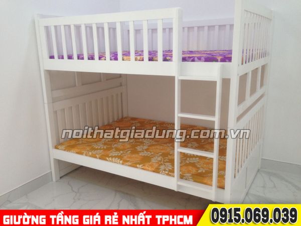 giường 2 tầng 015 màu trắng giá rẻ tphcm 2022