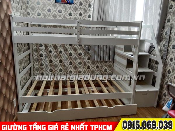Kết cấu giường 3 tầng 1m MS 165 cầu thang hộp đa năng giá rẻ tại TPHCM