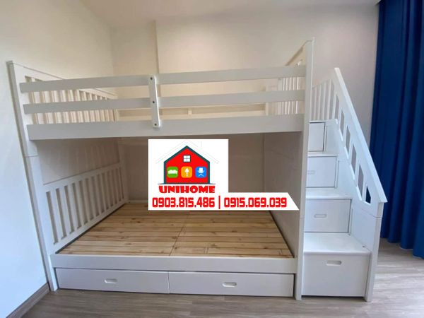 Kết cấu chi tiết và hình ảnh thực tế giường 2 tầng 1m2x2m ráp tại nhà khách hàng TPHCM