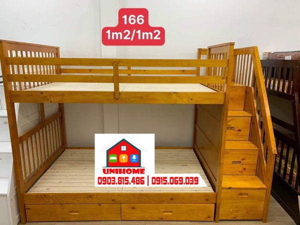 Kết cấu chi tiết và hình ảnh thực tế giường 2 tầng 1m2x2m ráp tại nhà khách hàng TPHCM