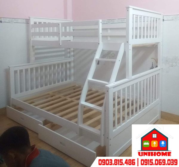 Cập nhất mẫu giường tầng trẻ em 1m/1m4 lắp ráp tại nhà khách mới nhất TPHCM