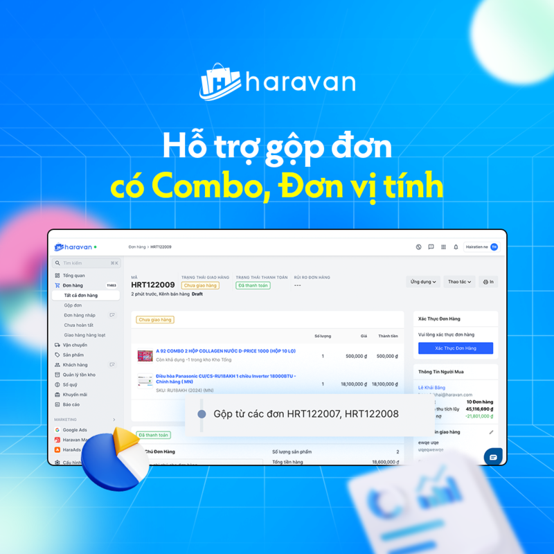 gộp đơn có combo, đơn vị tính