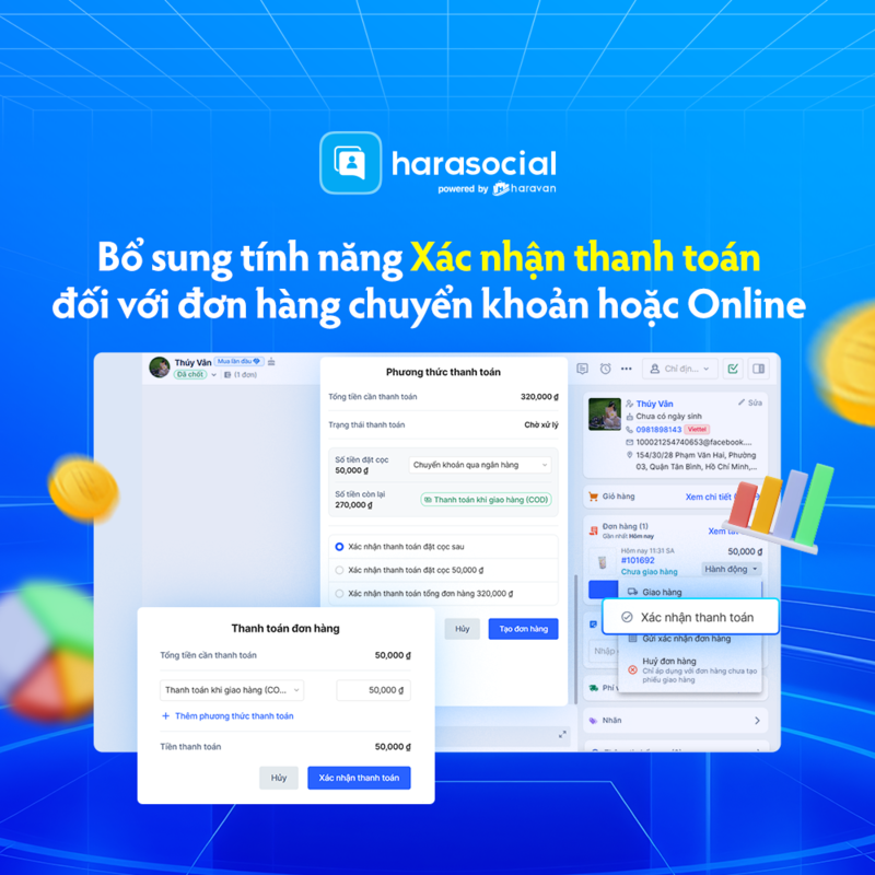 Bổ sung tính năng Xác nhận thanh toán đối với đơn hàng chuyển khoản hoặc online