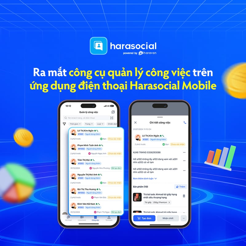 công cụ quản lý công việc cho  Harasocial Mobile