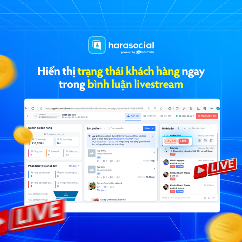 Hiển thị trạng thái khách hàng ngay trong bình luận livestream