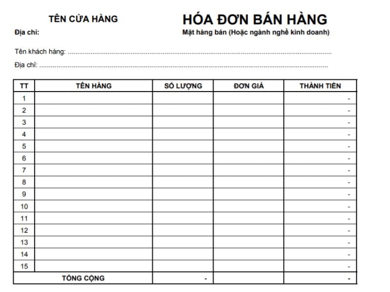 Hóa đơn bán lẻ là gì