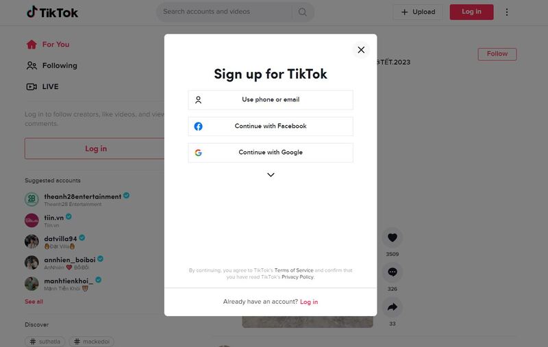 Đăng ký tài khoản TikTok cá nhân trước khi tham gia Affiliate TikTok