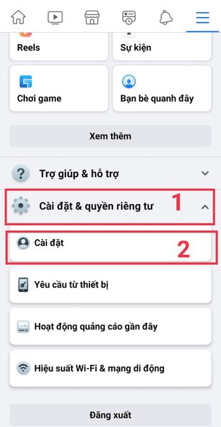 Cài đặt & quyền riêng tư -> Cài đặt -> Bài viết công khai.