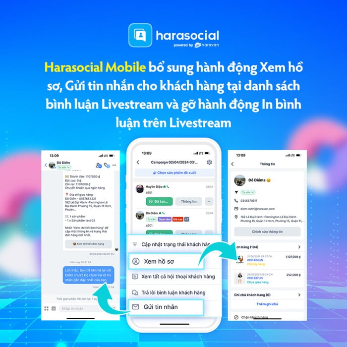 Harasocial-Mobile-bo-sung-hanh-dong-Xem-ho-so-Gui-tin-nhan-cho-khach-hang-tai-danh-sach-binh-luan-Livestream-va-go-hanh-dong-In-binh-luan-tren-Livestream