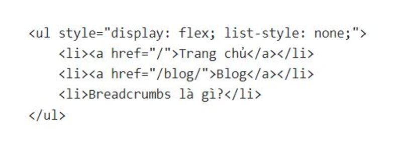 Đoạn mã chèn breadcrumb vào website