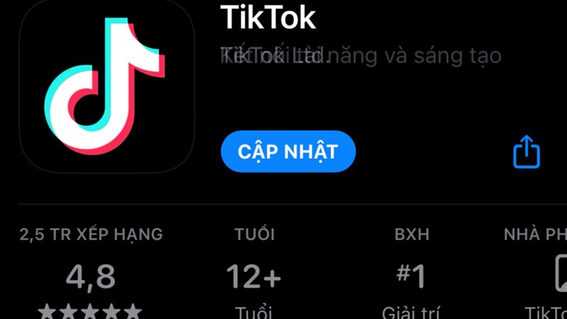 Cập nhật phiên bản mới nhất của TikTok