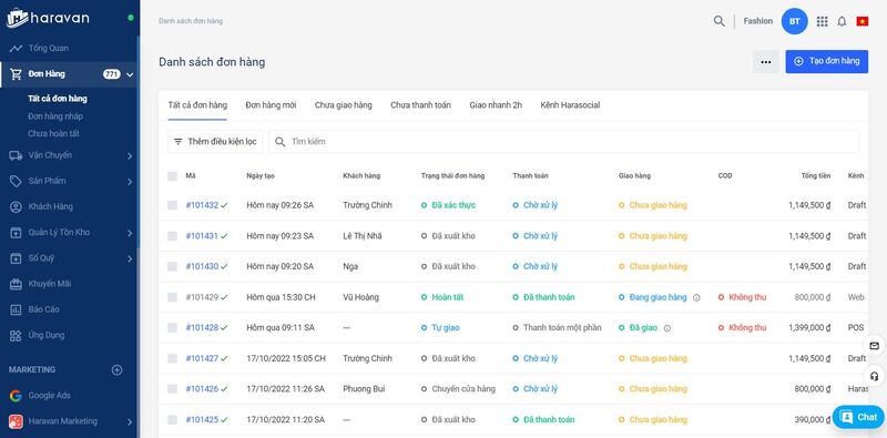 Quản lý đơn hàng đơn giản nhờ phần mềm quản lý bán hàng Haravan