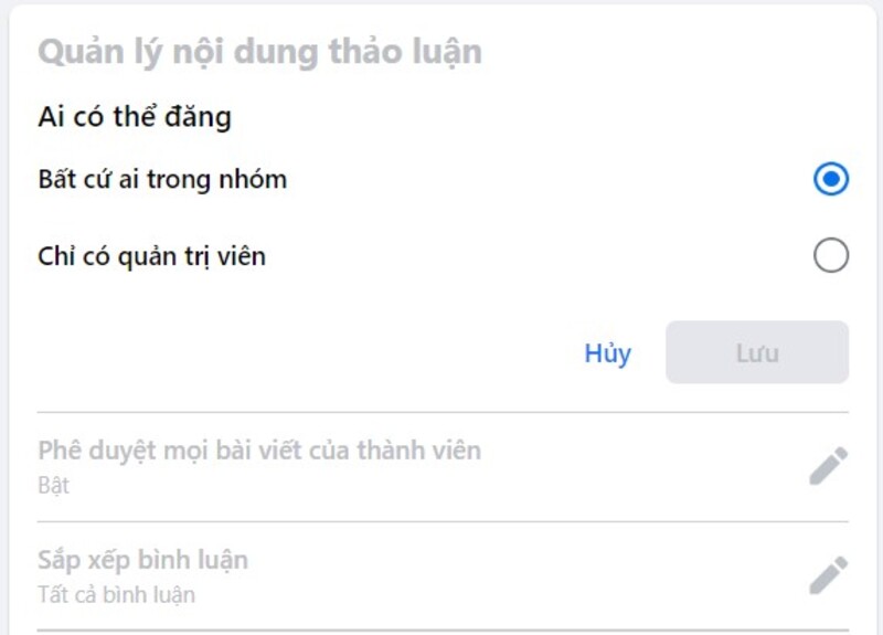 Chỉnh sửa quy định các bài đăng trong group