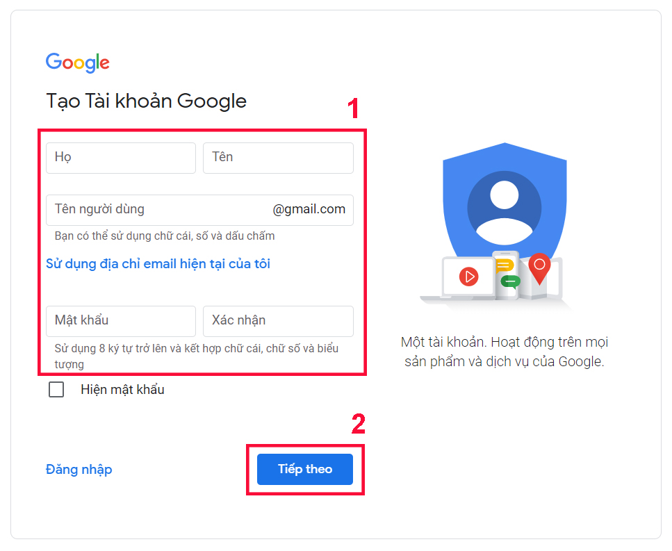 Cách tạo tài khoản Gmail