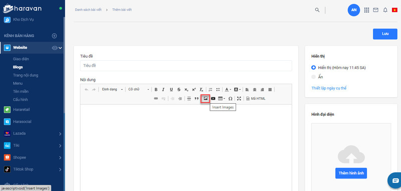 Hướng dẫn thêm hình ảnh vào nội dung bài blog trên website