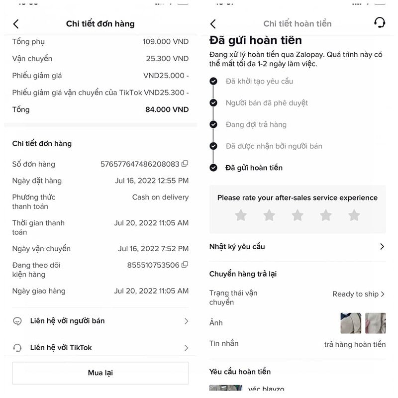 Nguyên tắc trả và hoàn tiền trên TikTok Shop