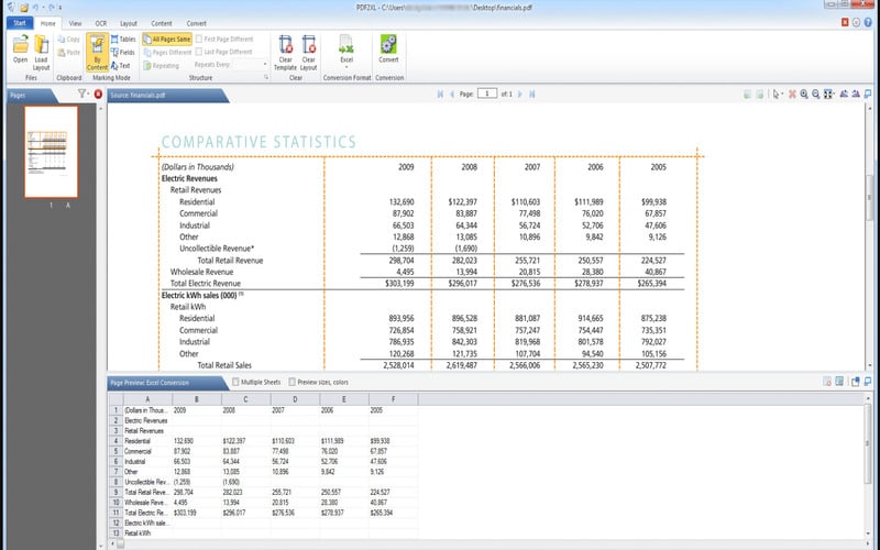 Chuyển PDF sang Excel