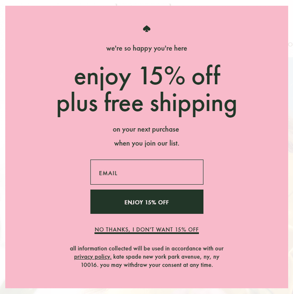 Email marketing được cá nhân hóa của Kate Spade.