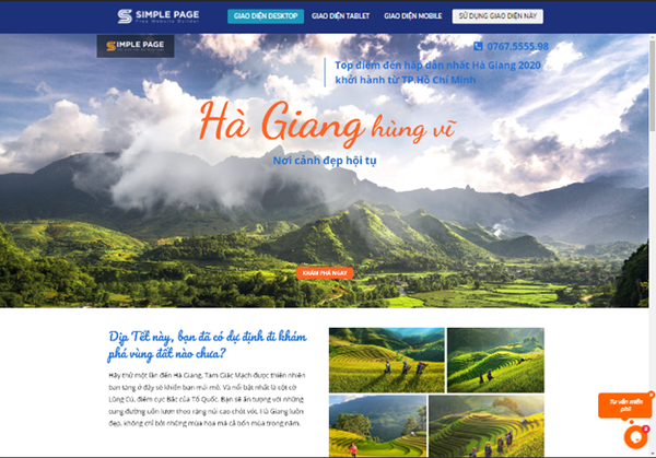 landing page du lịch
