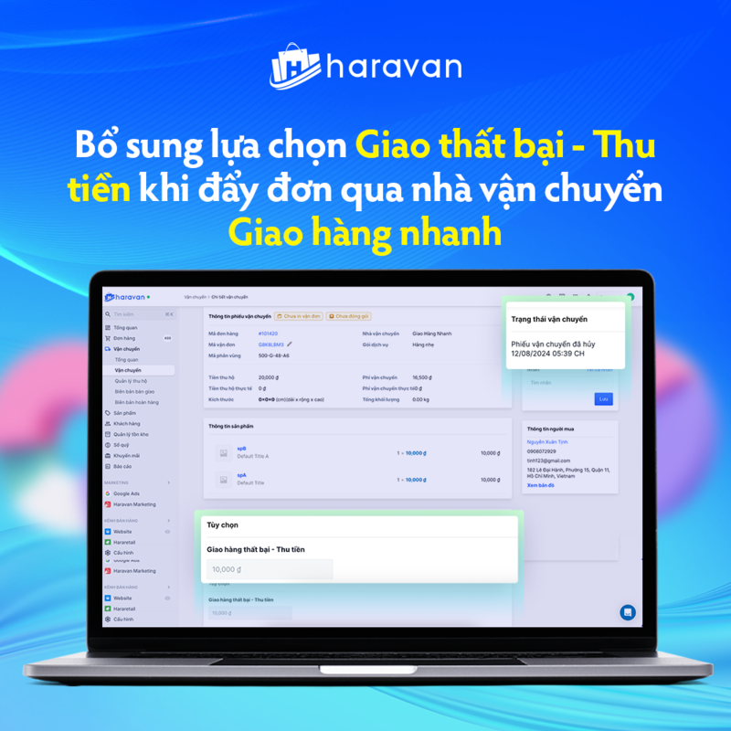 giao hàng thất bại - thu tiền