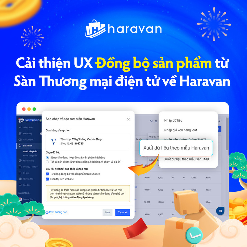 Cải thiện UX Đồng bộ sản phẩm từ Sàn Thương mại điện tử về Haravan
