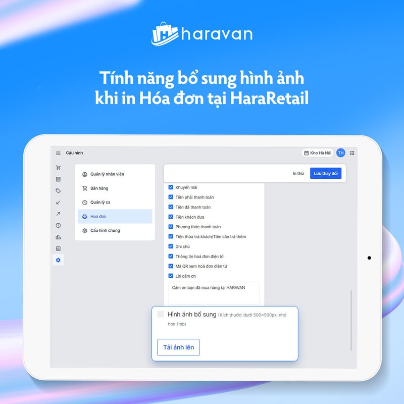 Tính năng bổ sung hình ảnh khi in Hóa đơn tại HaraRetail