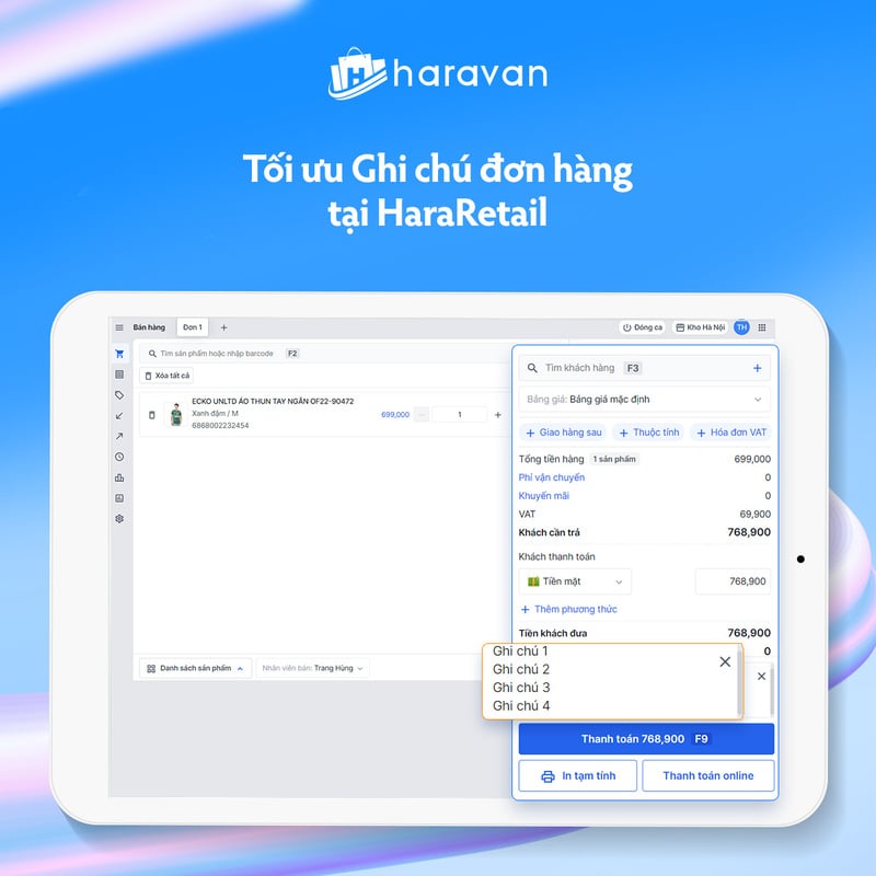 Tối ưu Ghi chú đơn hàng tại HaraRetail