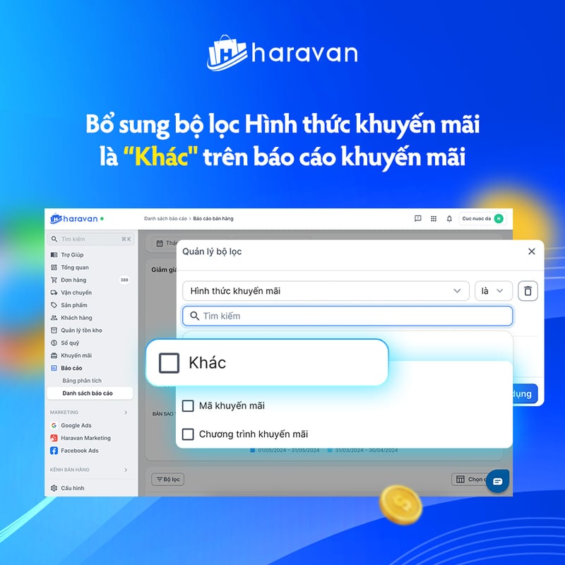 Haravan bổ sung bộ lọc Hình thức khuyến mãi là “Khác